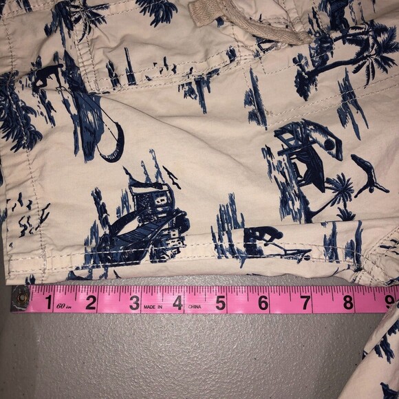 First Wave Boys Cargo Shorts Size 12 Tan Blue Elastic Waist Drawstring Beach‎ - Picture 9 of 9